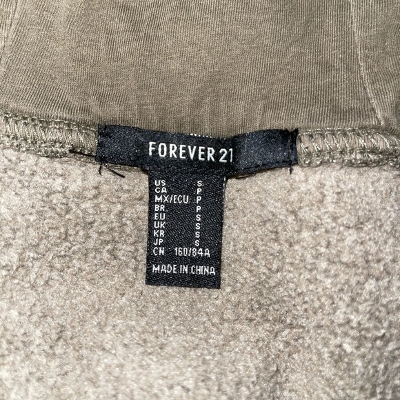 Forever 21 Olive Green Cropped Hoodie - Picture 3 of 3